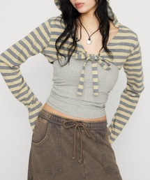 LAGUA GEM（ラグアジェム）の「BORDER HOODIE CUT ボレロ（カーディガン/ボレロ）」