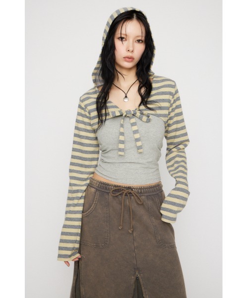 BORDER HOODIE CUT ボレロ（カーディガン/ボレロ）｜LAGUA GEM