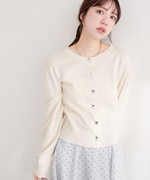 リサイクルポリニュアンス釦カーデ