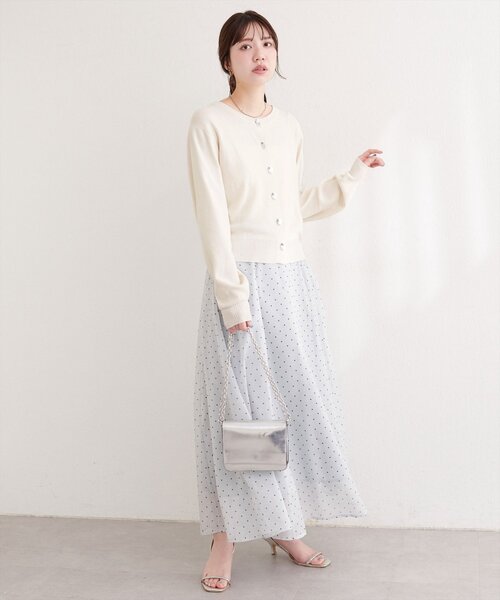 natural couture(ナチュラルクチュール)の「リサイクルポリニュアンス釦カーデ(カーディガン/ボレロ・レディース・アイボリー/ミント/ピンク/チャコールグレー/グレー・FREE)」の9枚目の写真