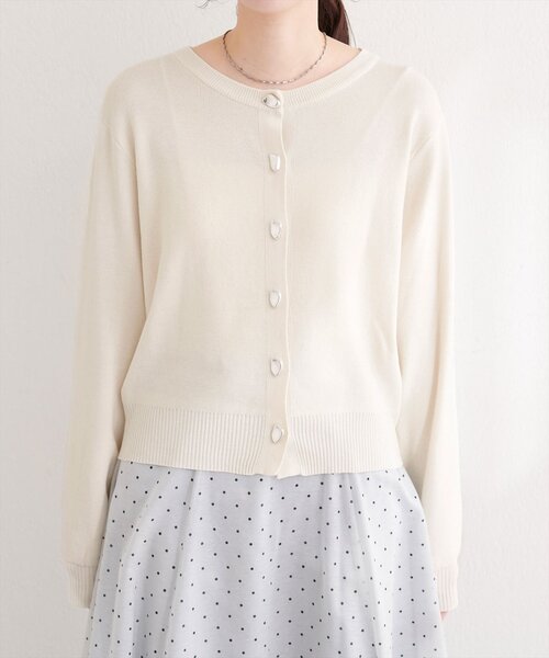 natural couture(ナチュラルクチュール)の「リサイクルポリニュアンス釦カーデ(カーディガン/ボレロ・レディース・アイボリー/ミント/ピンク/チャコールグレー/グレー・FREE)」の10枚目の写真