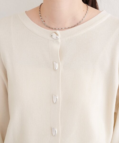 natural couture(ナチュラルクチュール)の「リサイクルポリニュアンス釦カーデ(カーディガン/ボレロ・レディース・アイボリー/ミント/ピンク/チャコールグレー/グレー・FREE)」の13枚目の写真