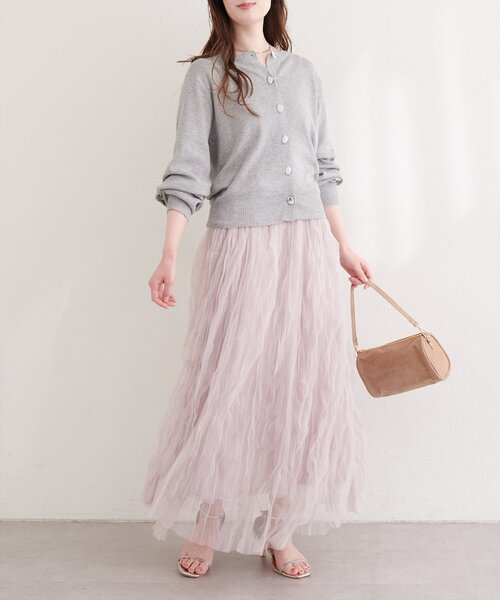 natural couture(ナチュラルクチュール)の「リサイクルポリニュアンス釦カーデ(カーディガン/ボレロ・レディース・アイボリー/ミント/ピンク/チャコールグレー/グレー・FREE)」の19枚目の写真