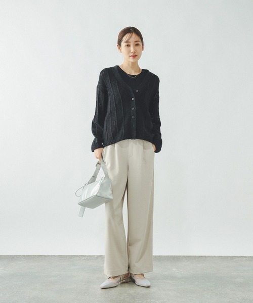 GLOBAL WORK(グローバルワーク)の「リネンコットンMIXVネックカーディガン/636130(カーディガン/ボレロ・レディース・グレイッシュベージュ/ブラック/オフホワイト・LARGE/MEDIUM)」の9枚目の写真