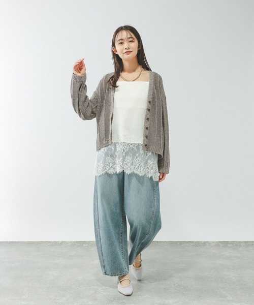 GLOBAL WORK(グローバルワーク)の「リネンコットンMIXVネックカーディガン/636130(カーディガン/ボレロ・レディース・グレイッシュベージュ/ブラック/オフホワイト・LARGE/MEDIUM)」の15枚目の写真