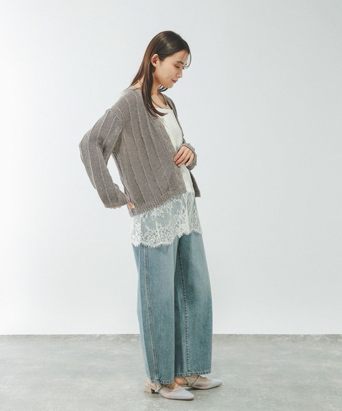 GLOBAL WORK(グローバルワーク)の「リネンコットンMIXVネックカーディガン/636130(カーディガン/ボレロ・レディース・グレイッシュベージュ/ブラック/オフホワイト・LARGE/MEDIUM)」の16枚目の写真