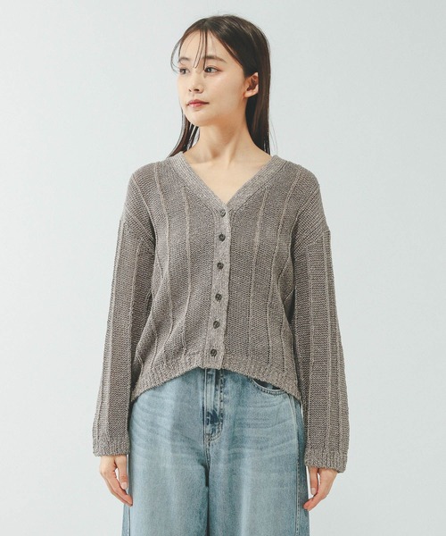 GLOBAL WORK(グローバルワーク)の「リネンコットンMIXVネックカーディガン/636130(カーディガン/ボレロ・レディース・グレイッシュベージュ/ブラック/オフホワイト・LARGE/MEDIUM)」の19枚目の写真
