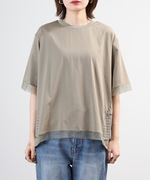 A.N.L(エーエヌエル レーベル)の「A.N.L レース切り替え オーバーサイズプルオーバー 半袖(Tシャツ/カットソー・レディース・ブラック/ブルー/モスグリーン・38)」の11枚目の写真
