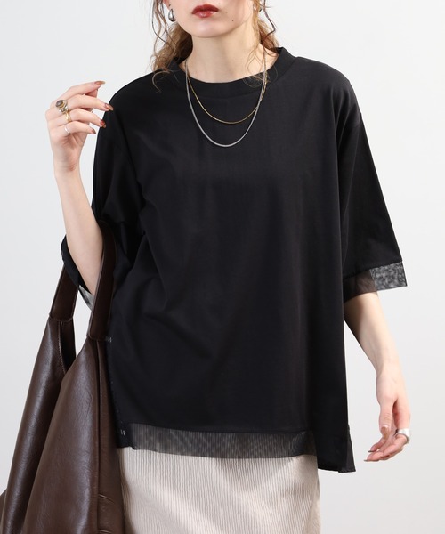 A.N.L(エーエヌエル レーベル)の「A.N.L レース切り替え オーバーサイズプルオーバー 半袖(Tシャツ/カットソー・レディース・ブラック/ブルー/モスグリーン・38)」の22枚目の写真