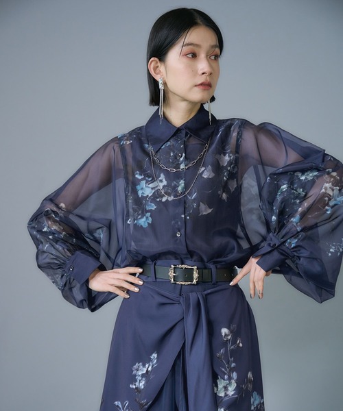 HARE(ハレ)の「アートフラワーガラシアーシャツLS(HARE)(シャツ/ブラウス・レディース・ブラック/ブルー/グリーン/ネイビー/ブラック系その他/グレー/グレー系その他/パープル・FREE)」の6枚目の写真