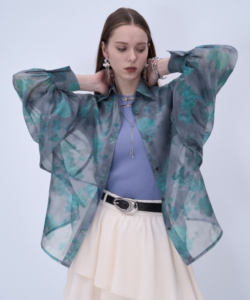 HARE（ハレ）の「アートフラワーガラシアーシャツLS(HARE)（シャツ/ブラウス・レディース・ブラック/ブルー/グリーン・FREE）」の2枚目の写真