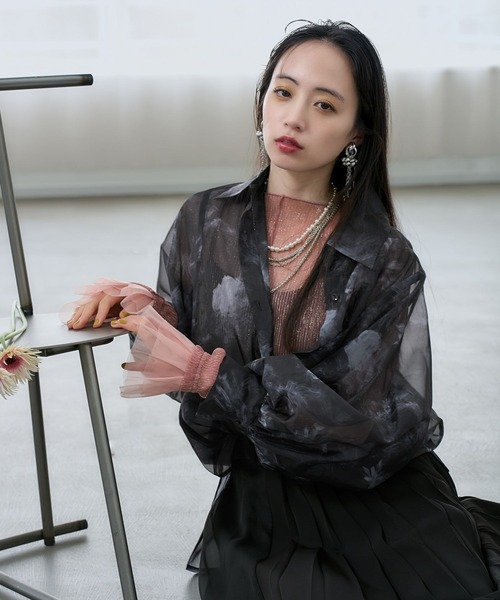 HARE（ハレ）の「アートフラワーガラシアーシャツLS(HARE)（シャツ/ブラウス・レディース・ブラック/ブルー/グリーン・FREE）」の9枚目の写真