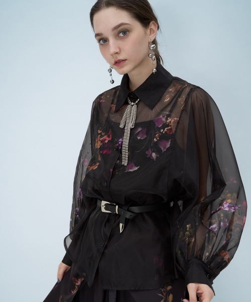 HARE(ハレ)の「アートフラワーガラシアーシャツLS(HARE)(シャツ/ブラウス・レディース・ブラック/ブルー/グリーン/ネイビー/ブラック系その他/グレー/グレー系その他/パープル・FREE)」の10枚目の写真