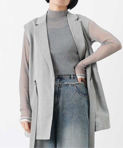 LUCA/LADY LUCK LUCA（ルカ/レディラックルカ）の「LC/LLL ラメシアーハイネックプルオーバー（Tシャツ/カットソー・レディース・カーキ/ブルー/グレー/ブラック/アイボリー・FREE）」の3枚目の写真