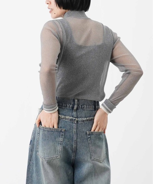 LUCA/LADY LUCK LUCA（ルカ/レディラックルカ）の「LC/LLL ラメシアーハイネックプルオーバー（Tシャツ/カットソー・レディース・カーキ/ブルー/グレー/ブラック/アイボリー・FREE）」の13枚目の写真