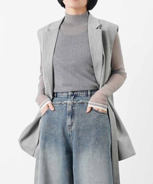 LUCA/LADY LUCK LUCA（ルカ/レディラックルカ）の「LC/LLL ラメシアーハイネックプルオーバー（Tシャツ/カットソー・レディース・カーキ/ブルー/グレー/ブラック/アイボリー・FREE）」の10枚目の写真