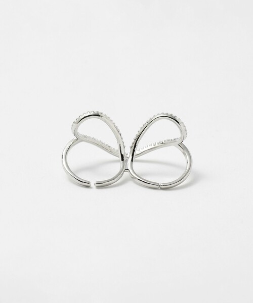 UNITED ARROWS（ユナイテッドアローズ）の「パヴェハート ダブルリング（リング・レディース・シルバー・FREE）」の3枚目の写真