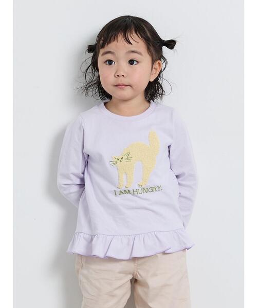 Samansa Mos2 Lagom(サマンサモスモスラーゴム)の「ネコさがら刺繍ロンT(Tシャツ/カットソー・キッズ・ミント/ラベンダー・130/95/120/110/100)」の1枚目の写真