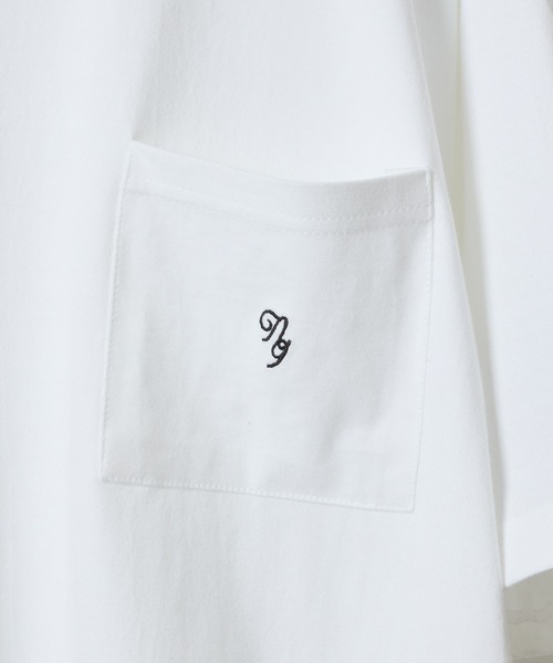 NUMBER (N)INE(ナンバーナイン)の「SMOOTH COTTON EMBROIDERY POCKET TUBE T-SHIRT / スムース コットン ロゴ刺繍 ポケット チューブ Tシャツ(Tシャツ/カットソー・メンズ・ホワイト/ブラック・2/3/4)」の5枚目の写真