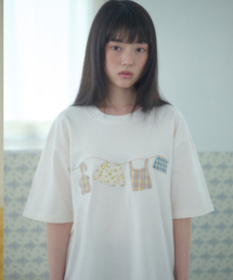 A Clothes Line アプリケ刺繍半袖Tシャツ AS1310 (アイボリー)
