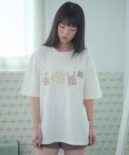 ambler(エムブラー)の「A Clothes Line アプリケ刺繍半袖Tシャツ AS1310 (アイボリー)(Tシャツ/カットソー・レディース・その他・MEDIUM/SMALL)」の12枚目の写真