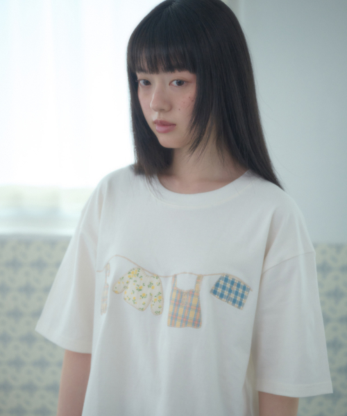 ambler(エムブラー)の「A Clothes Line アプリケ刺繍半袖Tシャツ AS1310 (アイボリー)(Tシャツ/カットソー・レディース・その他・MEDIUM/SMALL)」の6枚目の写真