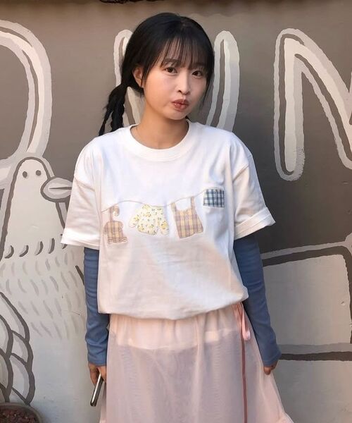 ambler(エムブラー)の「A Clothes Line アプリケ刺繍半袖Tシャツ AS1310 (アイボリー)(Tシャツ/カットソー・レディース・その他・MEDIUM/SMALL)」の11枚目の写真