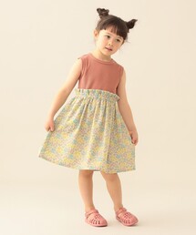BEAMS mini | フラワー 切替 ノースリーブ ワンピース 2026SS（90～150cm）子供服 夏物 まとめ買い キッズ プチプラ 定番(ワンピース)