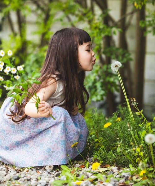 BEAMS mini（ビームスミニ）の「フラワー 切替 ノースリーブ ワンピース 2026SS（90～150cm）子供服 夏物 まとめ買い キッズ プチプラ 定番（ワンピース・キッズ・オレンジ系その他4/ネイビー/ホワイト系その他3・90/100/110/120/130/150/140）」の7枚目の写真