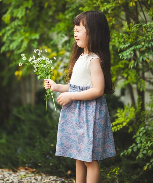 BEAMS mini（ビームスミニ）の「フラワー 切替 ノースリーブ ワンピース 2026SS（90～150cm）子供服 夏物 まとめ買い キッズ プチプラ 定番（ワンピース・キッズ・オレンジ系その他4/ネイビー/ホワイト系その他3・90/100/110/120/130/150/140）」の8枚目の写真