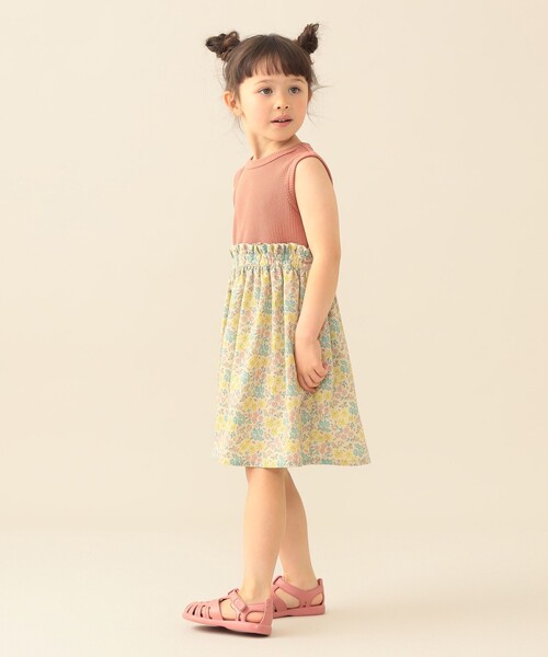 BEAMS mini（ビームスミニ）の「フラワー 切替 ノースリーブ ワンピース 2026SS（90～150cm）子供服 夏物 まとめ買い キッズ プチプラ 定番（ワンピース・キッズ・オレンジ系その他4/ネイビー/ホワイト系その他3・90/100/110/120/130/150/140）」の10枚目の写真