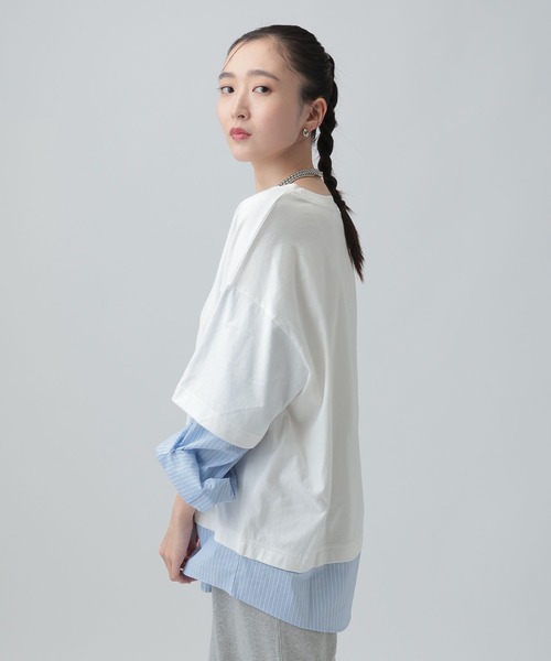 LEPSIM（レプシィム）の「布帛レイヤードBIGTEE　645476（Tシャツ/カットソー・レディース・チャコールグレー/ライトグレー/オフホワイト・FREE）」の6枚目の写真