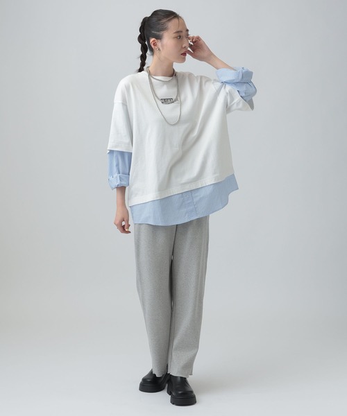 LEPSIM（レプシィム）の「布帛レイヤードBIGTEE　645476（Tシャツ/カットソー・レディース・チャコールグレー/ライトグレー/オフホワイト・FREE）」の8枚目の写真