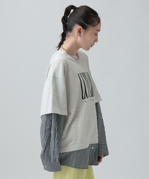 LEPSIM（レプシィム）の「布帛レイヤードBIGTEE　645476（Tシャツ/カットソー・レディース・チャコールグレー/ライトグレー/オフホワイト・FREE）」の12枚目の写真