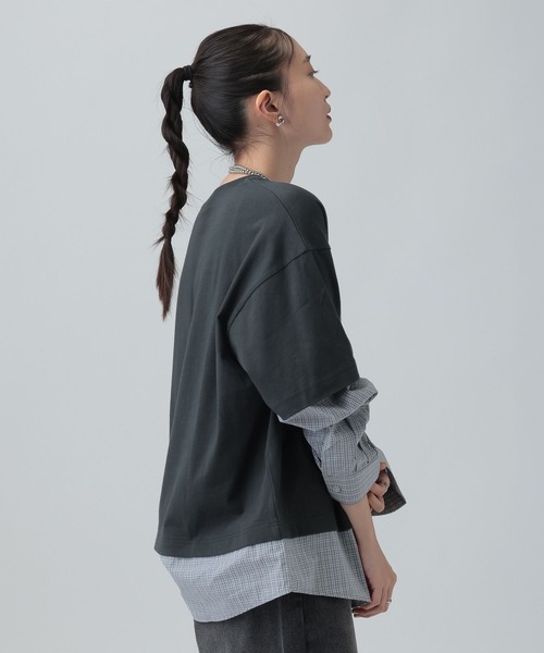 LEPSIM（レプシィム）の「布帛レイヤードBIGTEE　645476（Tシャツ/カットソー・レディース・チャコールグレー/ライトグレー/オフホワイト・FREE）」の18枚目の写真