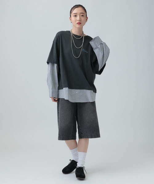 LEPSIM（レプシィム）の「布帛レイヤードBIGTEE　645476（Tシャツ/カットソー・レディース・チャコールグレー/ライトグレー/オフホワイト・FREE）」の20枚目の写真