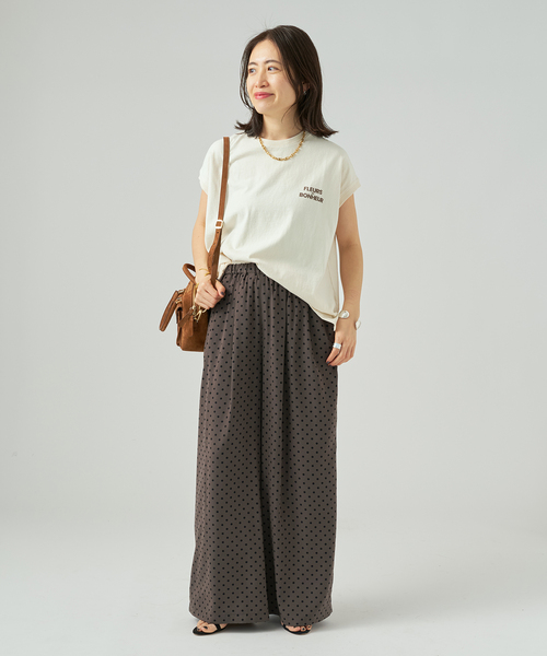 VERMEIL par iena(ヴェルメイユパーイエナ)の「《手洗い可》ドットワイドパンツ(その他パンツ・レディース・ブラウン/ネイビー・36/38/40)」の9枚目の写真