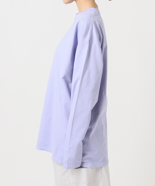 CALMER（カルメール）の「NATURAL DYE LONG T-Shirt / ナチュラルダイロング（Tシャツ/カットソー・レディース・サックスブルー/ホワイト/チャコールグレー・FREE）」の5枚目の写真