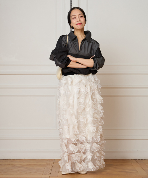 IENA LA BOUCLE(イエナラブークル)の「IENA LA BOUCLE フラワーモチーフオーガンジースカート(スカート・レディース・ホワイト・FREE)」の7枚目の写真