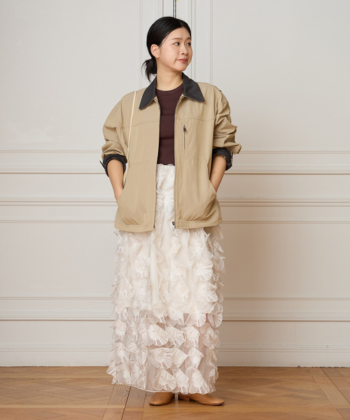 IENA LA BOUCLE(イエナラブークル)の「IENA LA BOUCLE フラワーモチーフオーガンジースカート(スカート・レディース・ホワイト・FREE)」の6枚目の写真