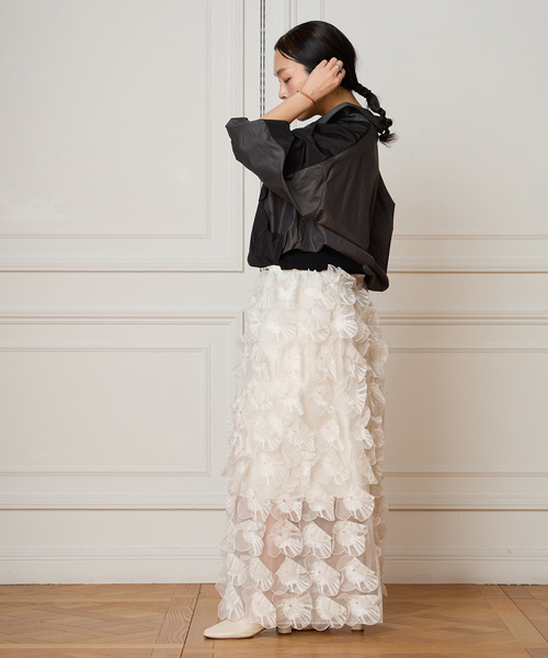 IENA LA BOUCLE(イエナラブークル)の「IENA LA BOUCLE フラワーモチーフオーガンジースカート(スカート・レディース・ホワイト・FREE)」の16枚目の写真