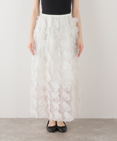 IENA LA BOUCLE(イエナラブークル)の「IENA LA BOUCLE フラワーモチーフオーガンジースカート(スカート・レディース・ホワイト・FREE)」の15枚目の写真