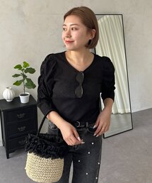 prose verse | 【MOMO】パフスリーブシアーリブカットソー(Tシャツ/カットソー)