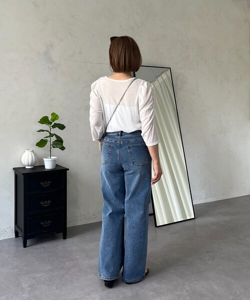prose verse(プロズヴェール)の「【MOMO】パフスリーブシアーリブカットソー(Tシャツ/カットソー・レディース・ブラック/オフホワイト・LARGE/MEDIUM)」の14枚目の写真