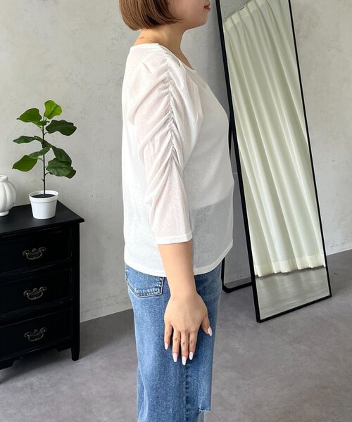 prose verse(プロズヴェール)の「【MOMO】パフスリーブシアーリブカットソー(Tシャツ/カットソー・レディース・ブラック/オフホワイト・LARGE/MEDIUM)」の20枚目の写真