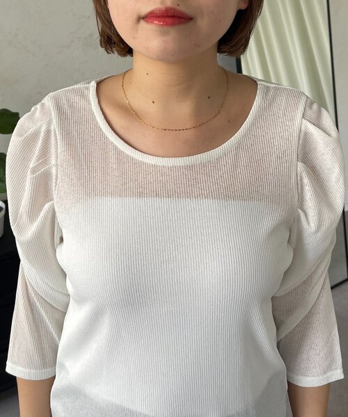 prose verse(プロズヴェール)の「【MOMO】パフスリーブシアーリブカットソー(Tシャツ/カットソー・レディース・ブラック/オフホワイト・LARGE/MEDIUM)」の22枚目の写真