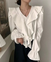 フリルシングルブレストシャツ