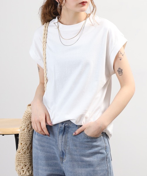 FUNALIVE(ファンアライブ)の「エンザイム加工コットンノースリーブカットソー(Tシャツ/カットソー・レディース・ローズ/アイボリー/ネイビー/ロイヤルブルー・M-L)」の5枚目の写真