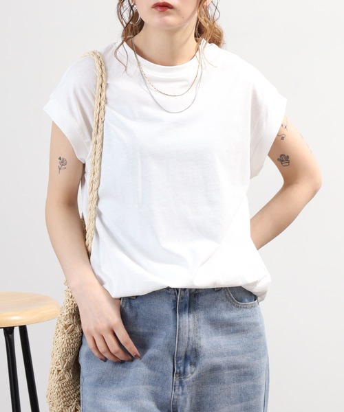 FUNALIVE(ファンアライブ)の「エンザイム加工コットンノースリーブカットソー(Tシャツ/カットソー・レディース・ローズ/アイボリー/ネイビー/ロイヤルブルー・M-L)」の7枚目の写真