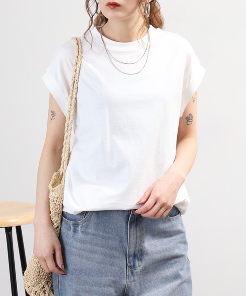 FUNALIVE(ファンアライブ)の「エンザイム加工コットンノースリーブカットソー(Tシャツ/カットソー・レディース・ローズ/アイボリー/ネイビー/ロイヤルブルー・M-L)」の9枚目の写真